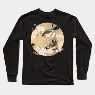 Retro Japanese Birds  Japanese Floral Art  Old Japan Birds Long Sleeve T-Shirt